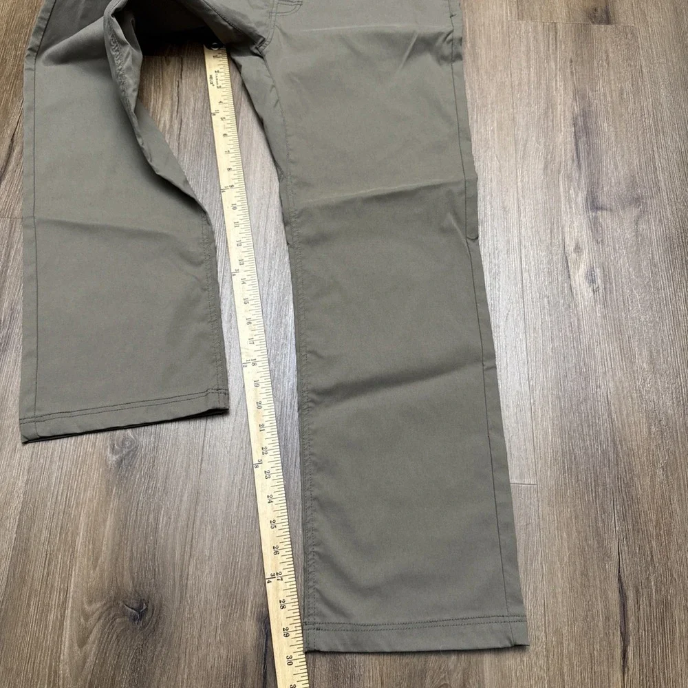 PrAna Brion Pants Men's 34x29 Straight‎ Nylon Blend Stretch Slim Fit Brown Green - Picture 5 of 11